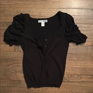 Necessary Objects Black Puff Sleeve Knit